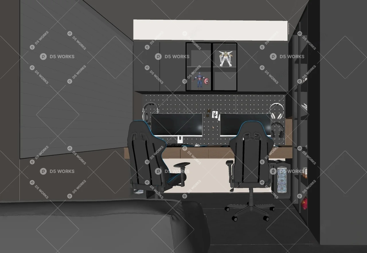 Modern Gaming Room 3d model thumbnail 2
