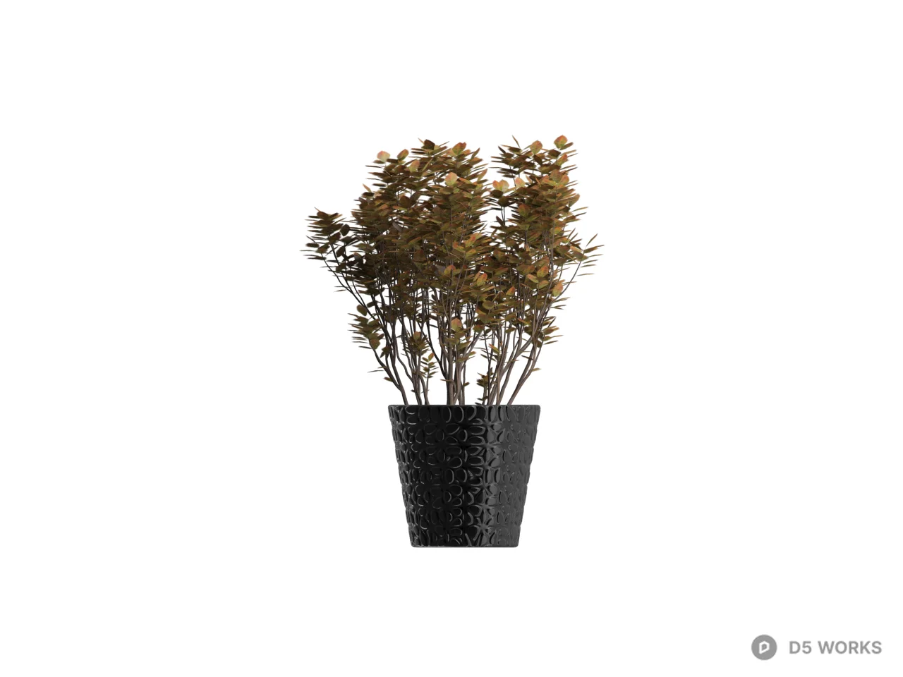 Potted Foliage Plant In Textured Planter 3d model thumbnail 2