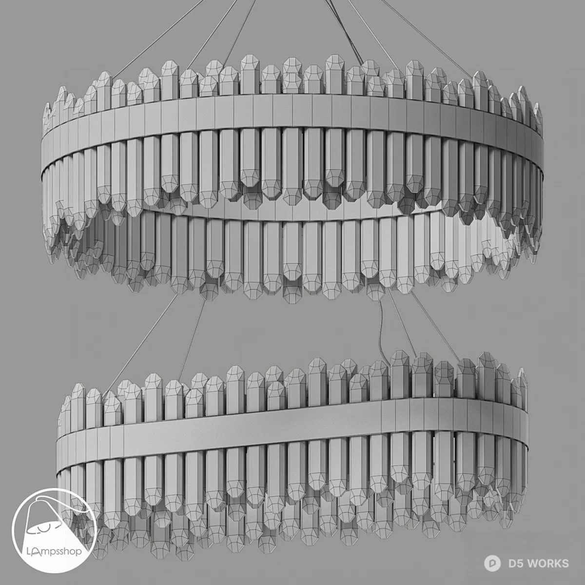 Crystal Chandelier With Gold Frame 3d model thumbnail 2
