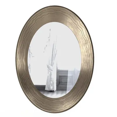 Oval Decorative Mirror With Wavy Metal Frame 3d model