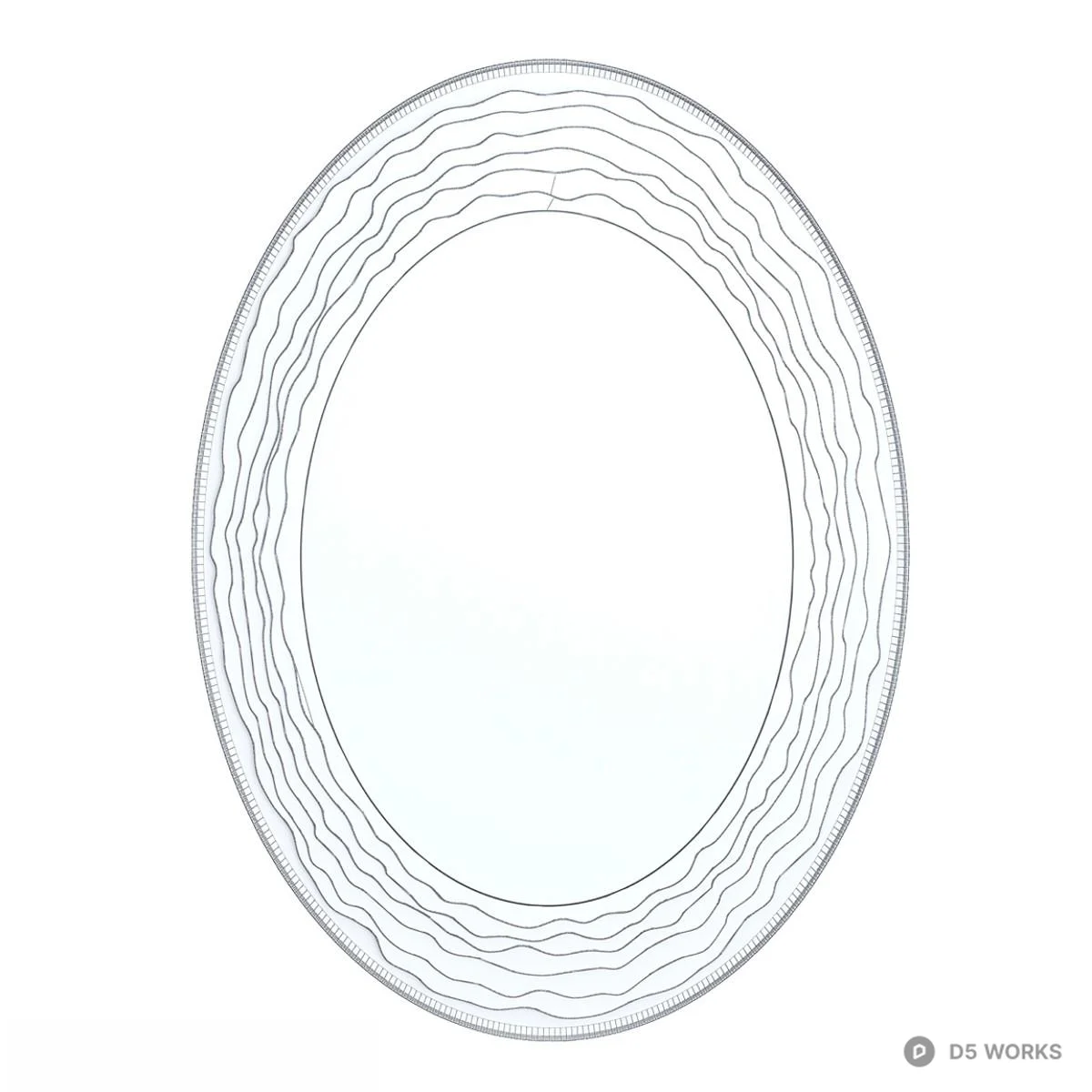 Oval Decorative Mirror With Wavy Metal Frame 3d model thumbnail 3