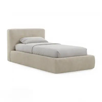 Upholstered Minimalist Single Bed 3d model