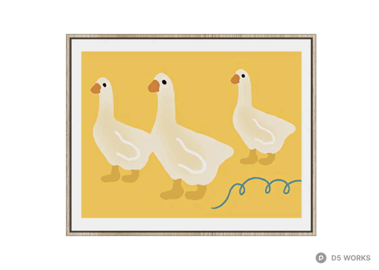 Geese Illustration Wall Art 3d model - Image 1