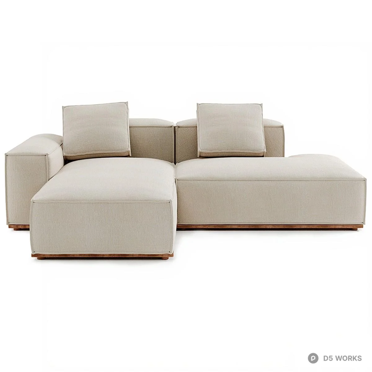 Modular Sectional Sofa With Wooden Base 3d model thumbnail 2