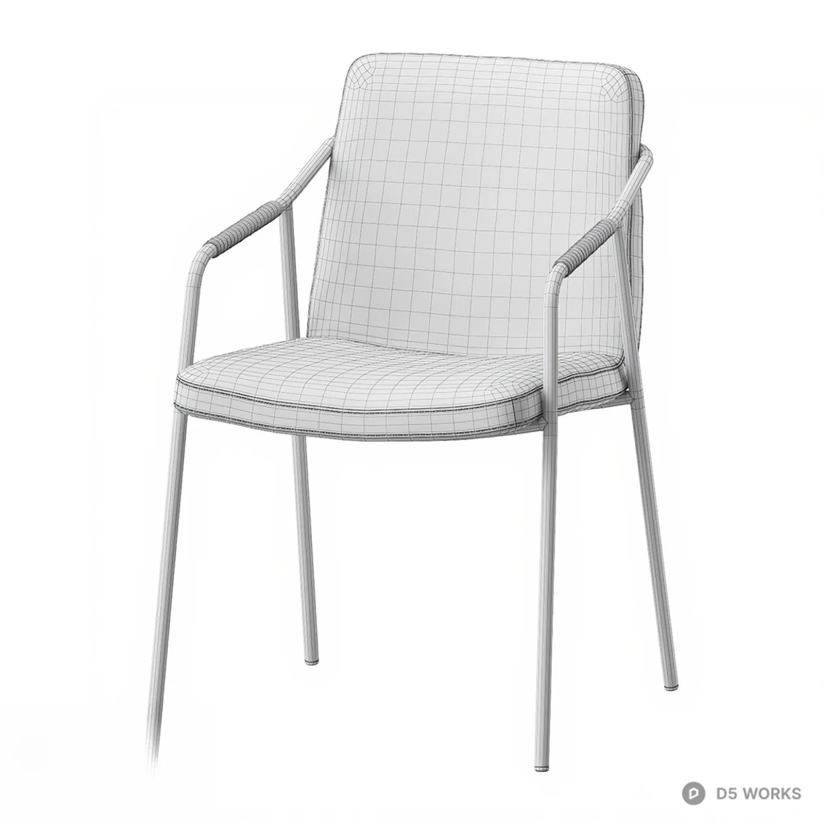 Minimalist Leather Dining Chair 3d model thumbnail 2