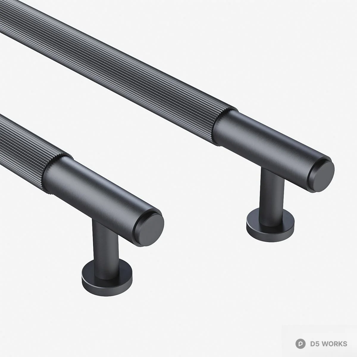 Matte Black Textured Cabinet Pull Handle 3d model thumbnail 2