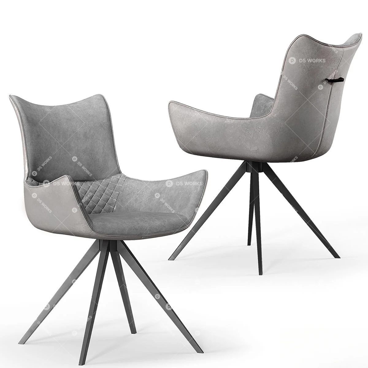 Modern Study Chair 3d model thumbnail 4