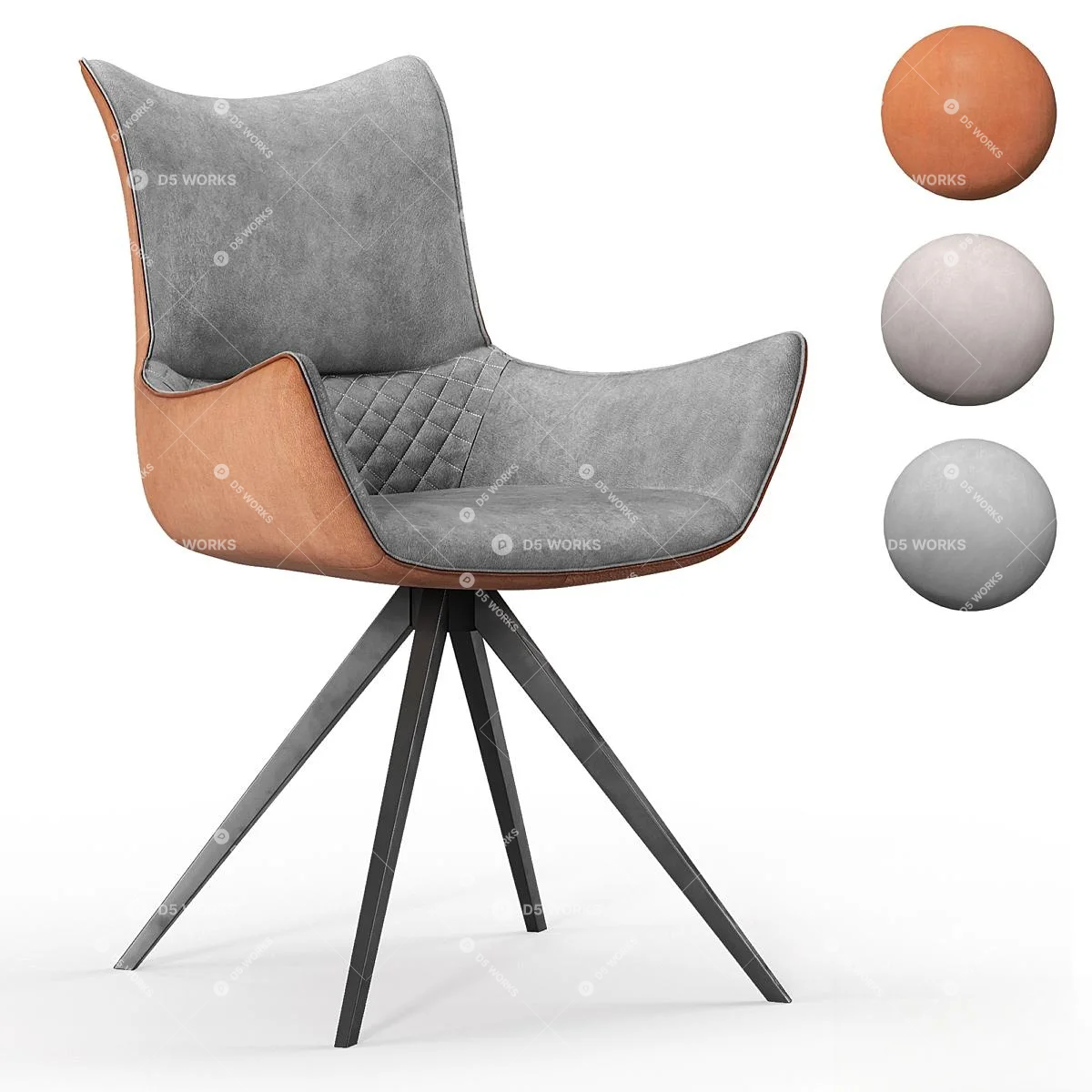 Modern Study Chair 3d model thumbnail 5