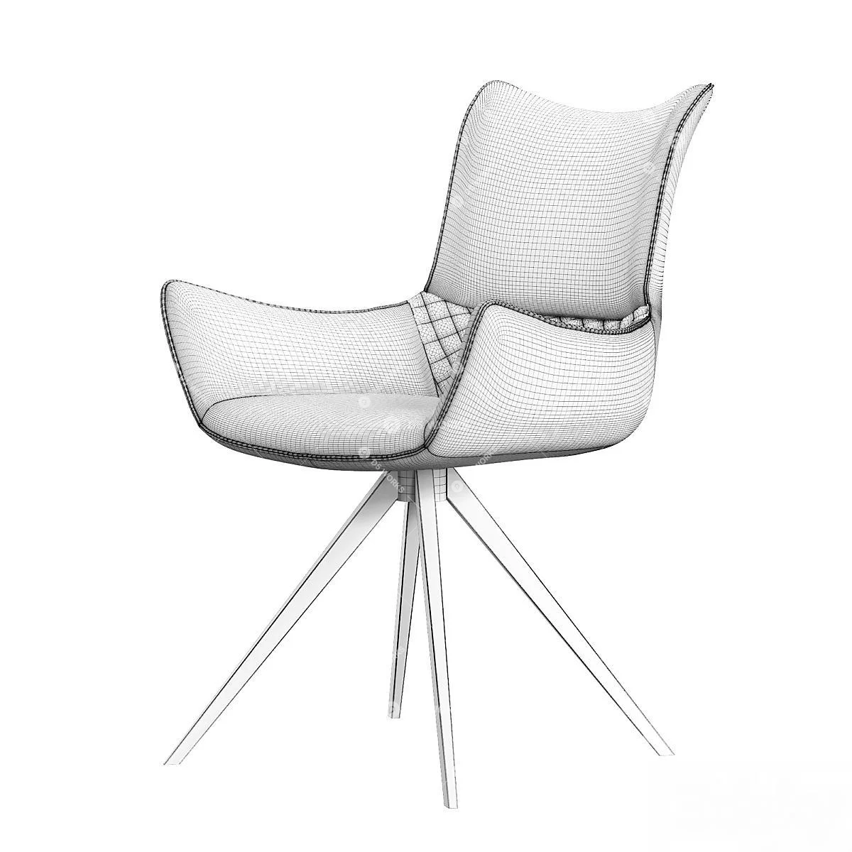 Modern Study Chair 3d model thumbnail 6