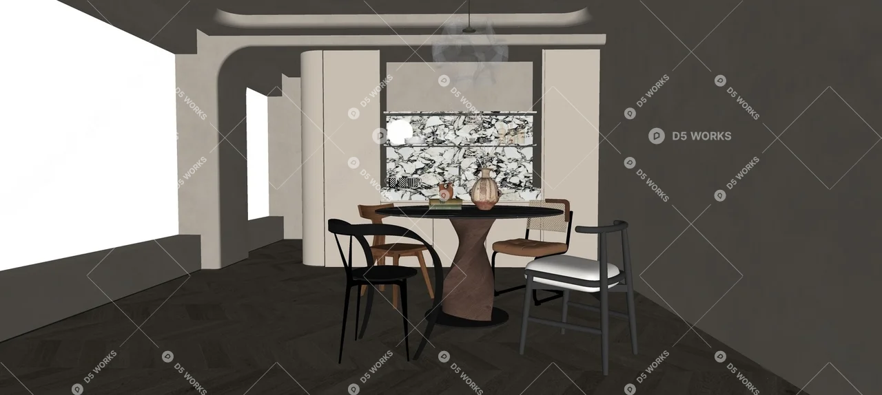Modern Dining Room (Home) 3d model thumbnail 2