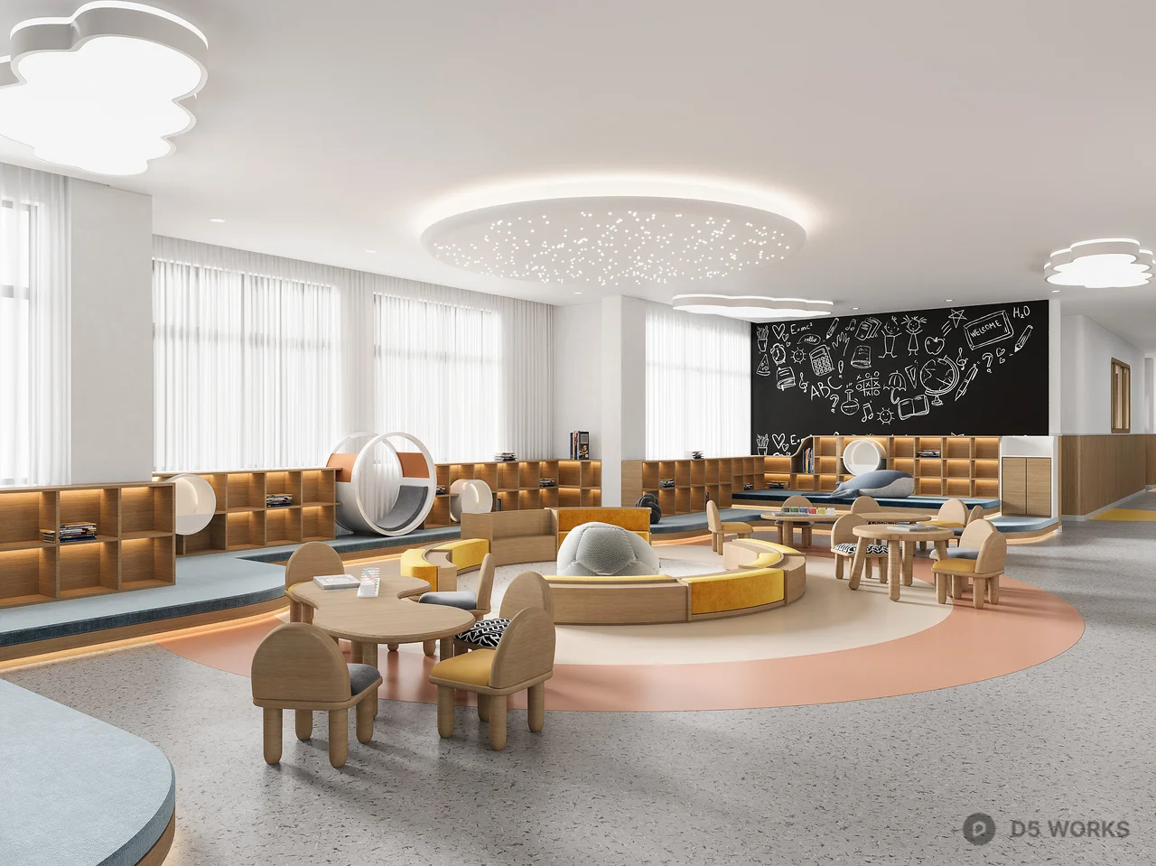 Modern Classroom With Interactive Learning Zones 3d model - Image 1
