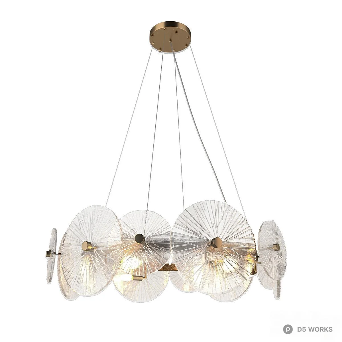 Modern Glass Disc Chandelier 3d model - Image 1