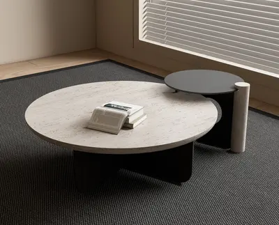 Marble Top Coffee Table With Minimalist Base 3d model