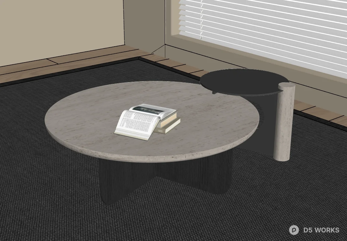 Marble Top Coffee Table With Minimalist Base 3d model thumbnail 2