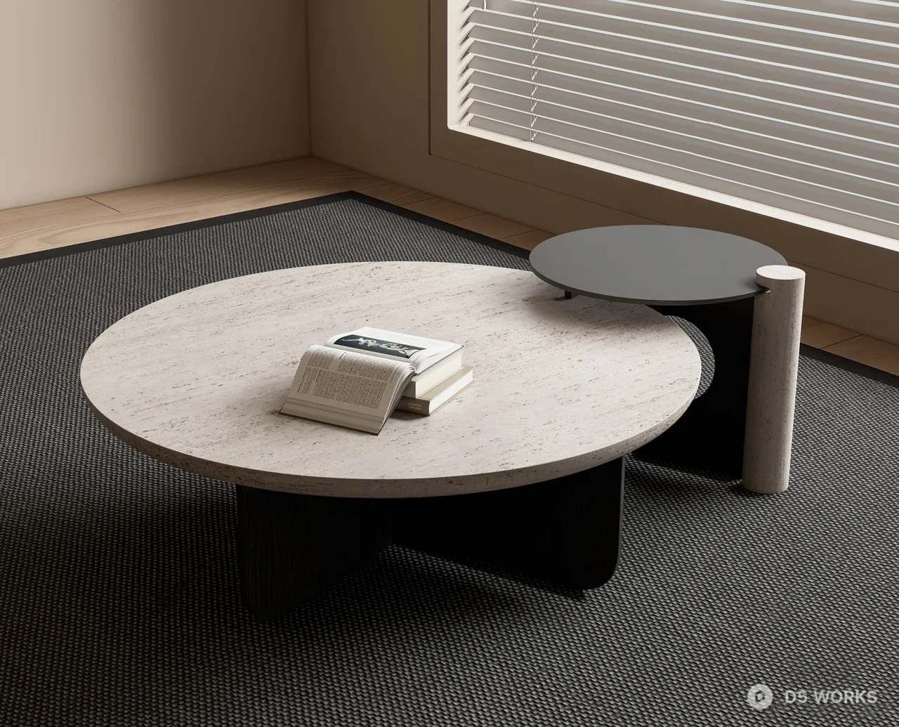 Marble Top Coffee Table With Minimalist Base 3d model - Image 1