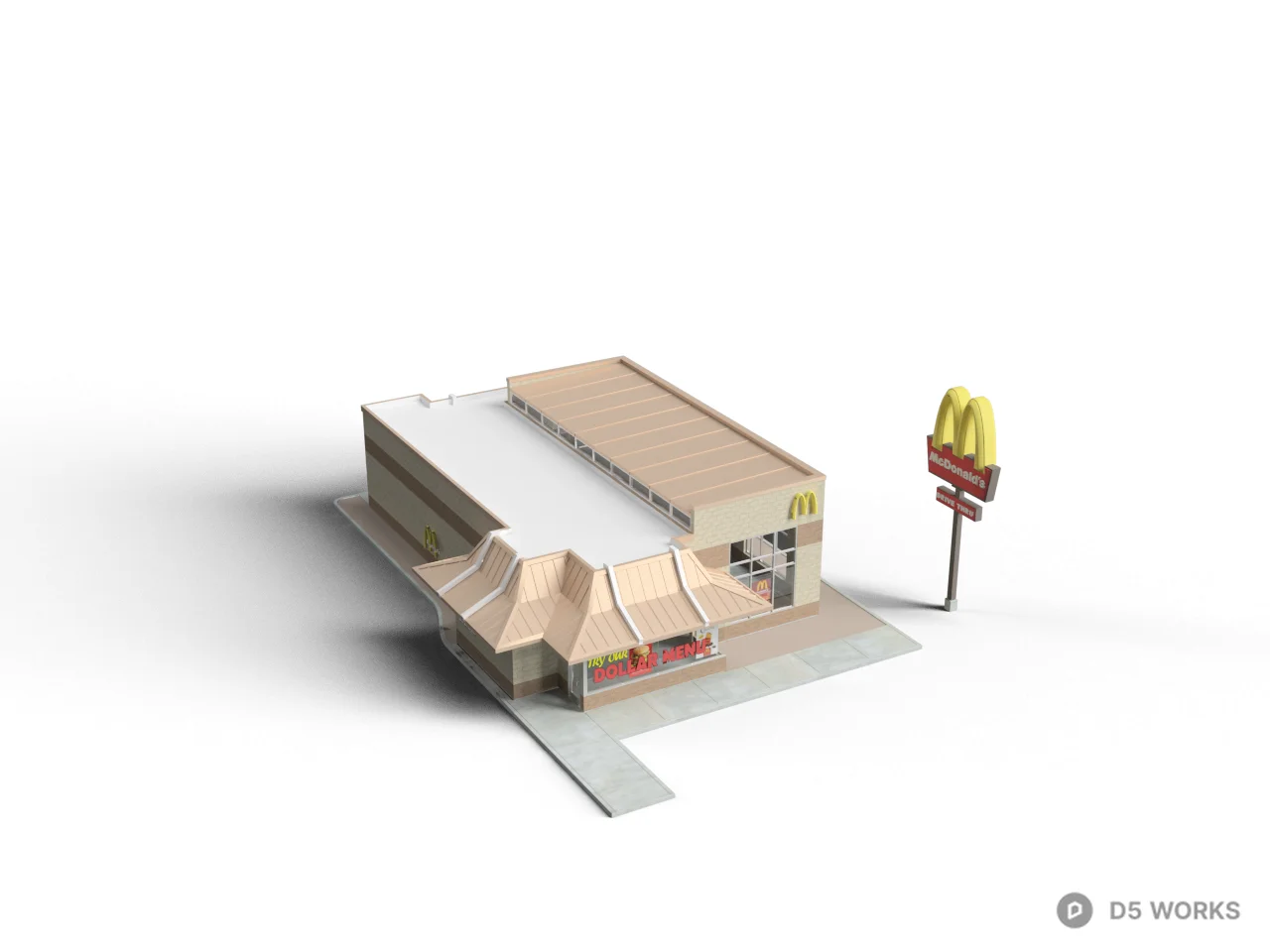 Modern Fast Food Restaurant Building 3d model - Image 1