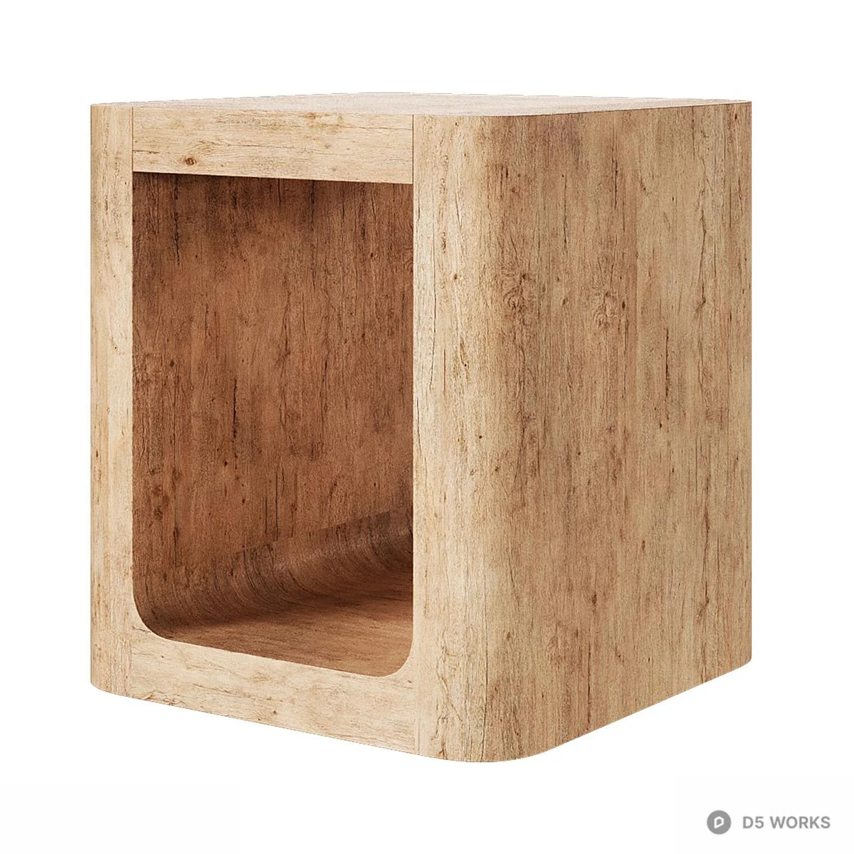 Wooden Hollow Cube Side Table 3d model thumbnail 3