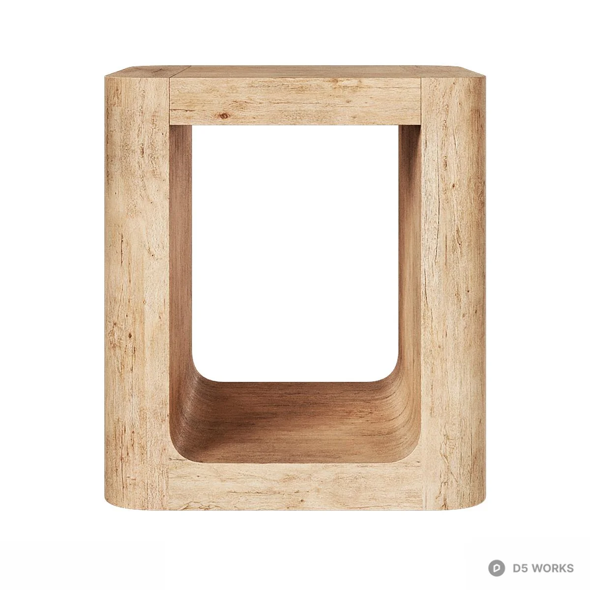 Wooden Hollow Cube Side Table 3d model thumbnail 2