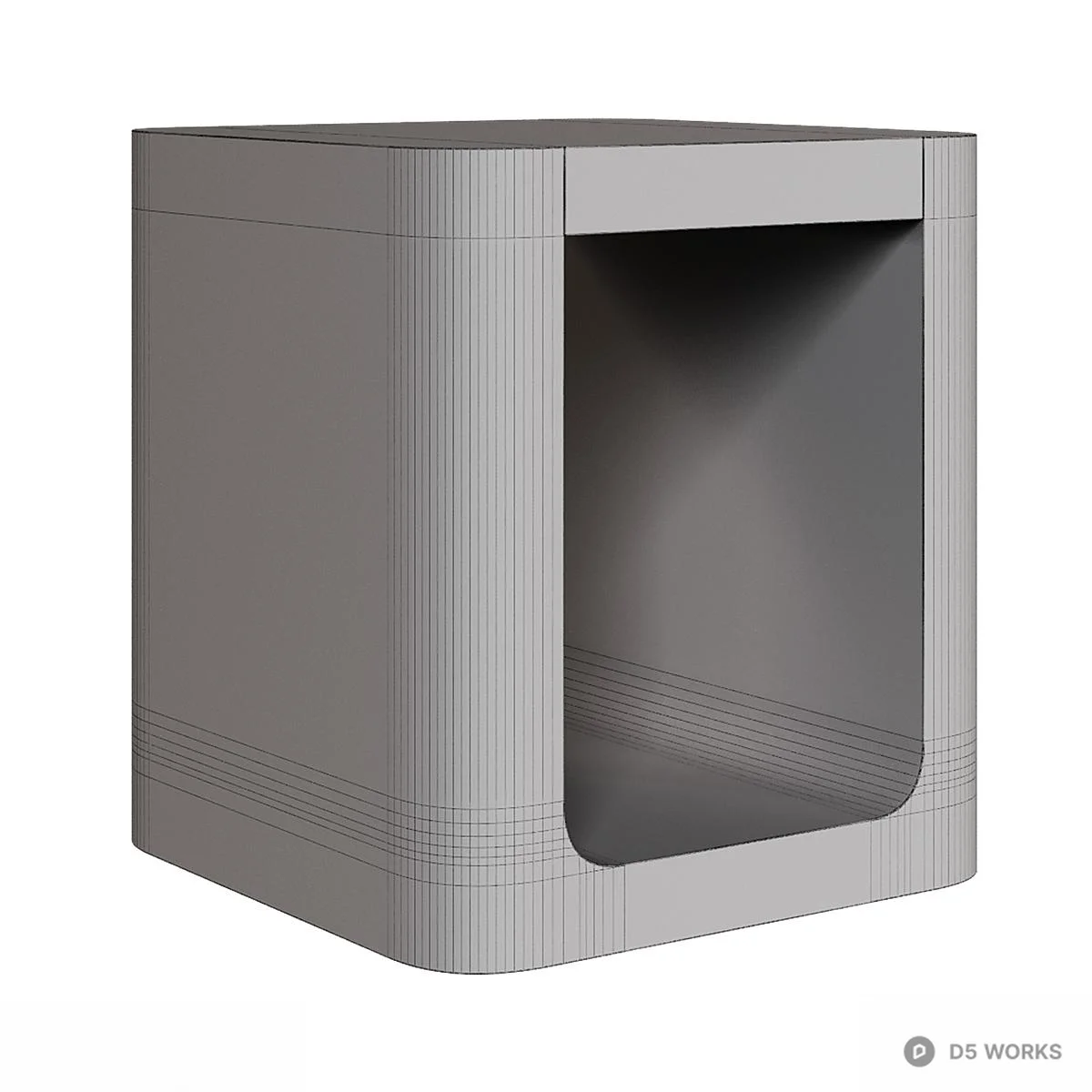 Wooden Hollow Cube Side Table 3d model thumbnail 4