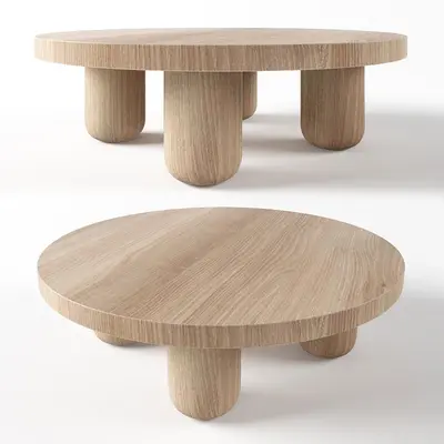Minimalist Round Wooden Coffee Table 3d model