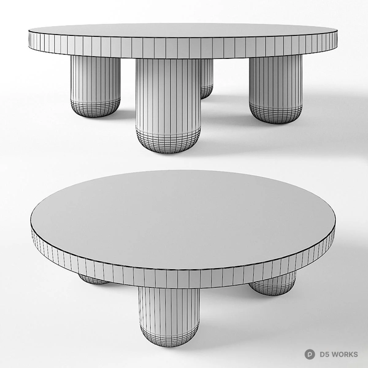 Minimalist Round Wooden Coffee Table 3d model thumbnail 2