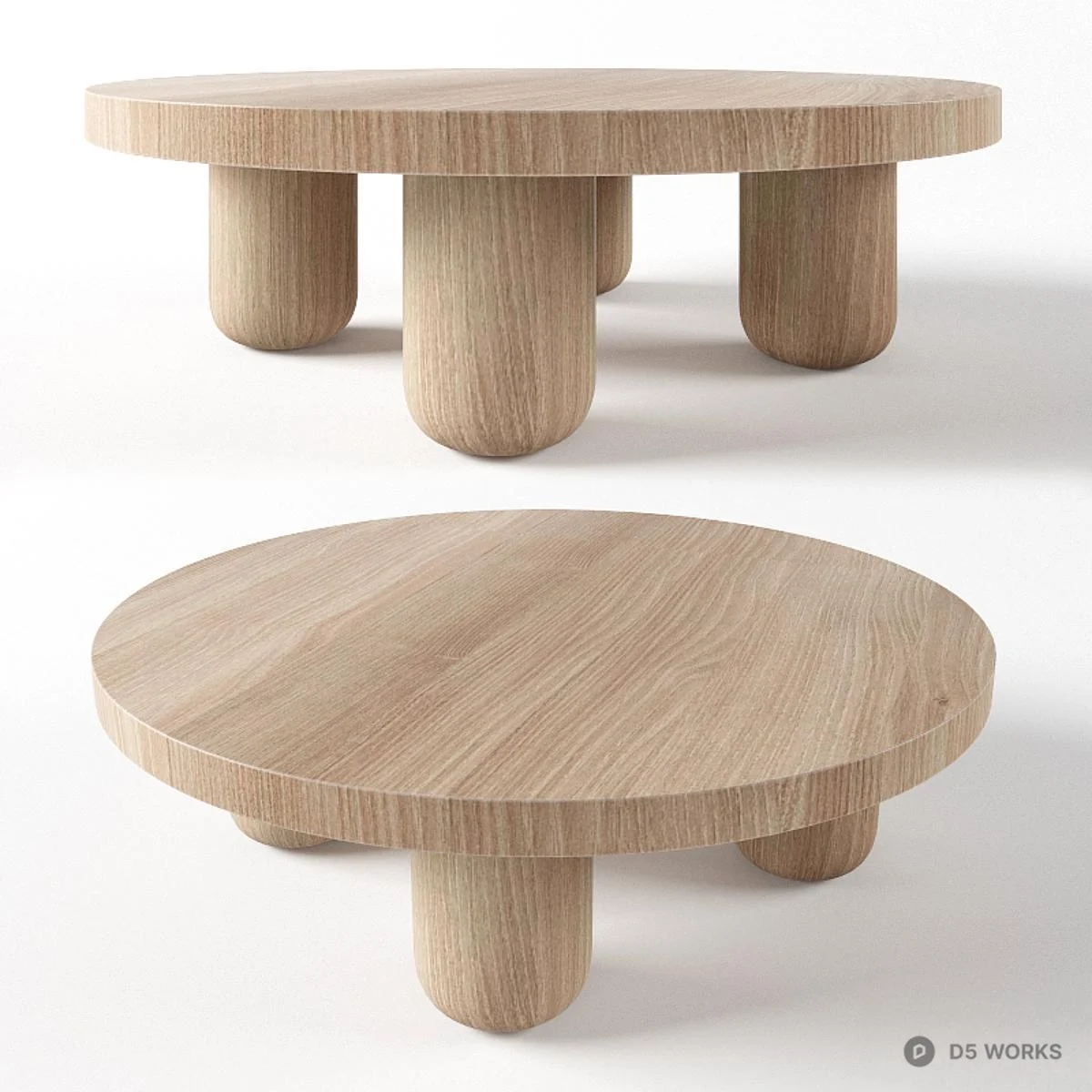 Minimalist Round Wooden Coffee Table 3d model - Image 1