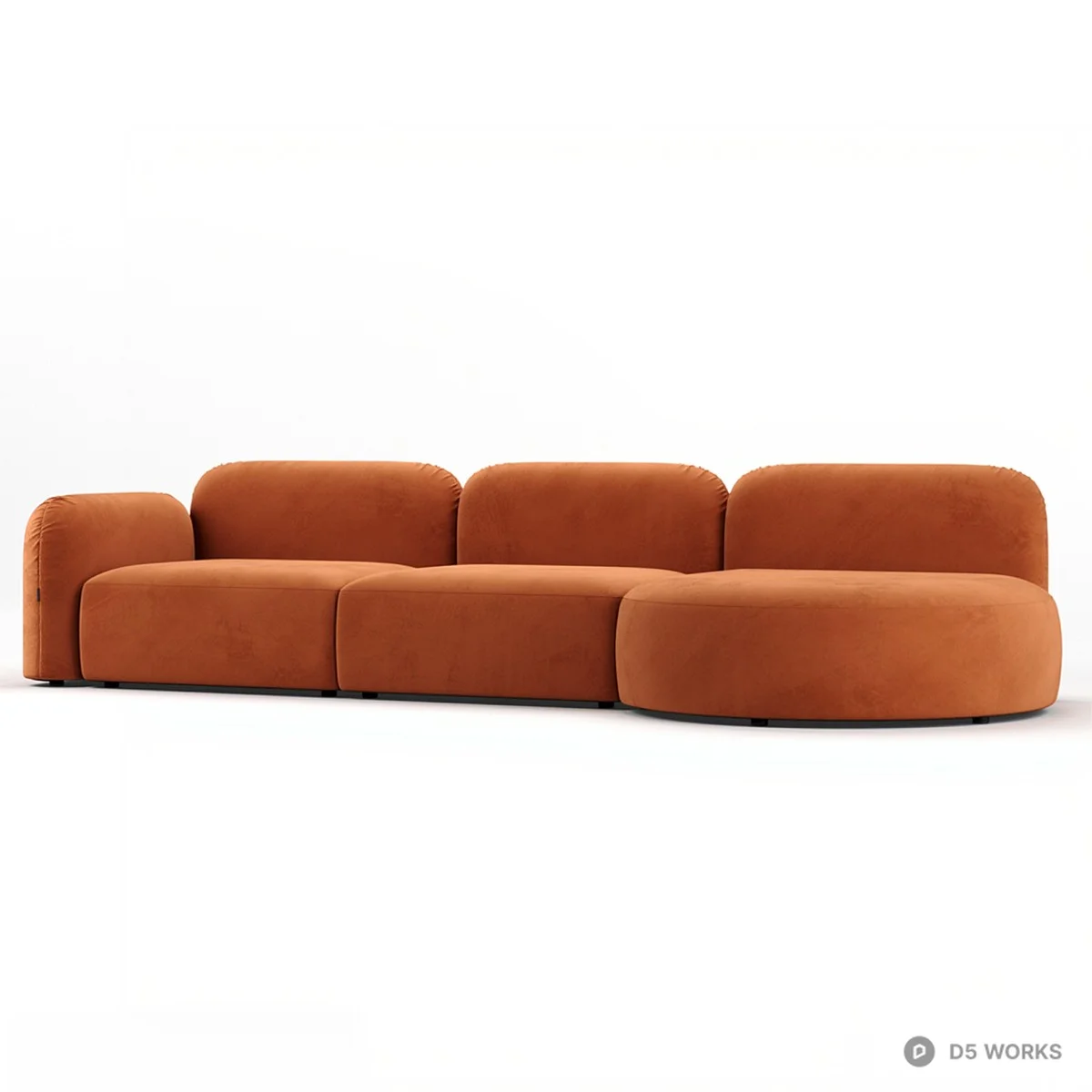 Modular Velvet Sectional Sofa 3d model thumbnail 2