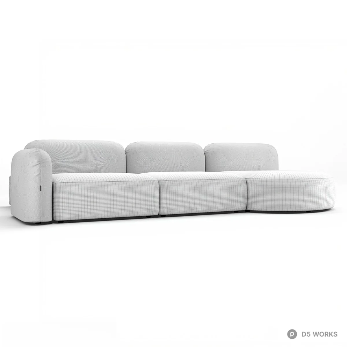 Modular Velvet Sectional Sofa 3d model thumbnail 4