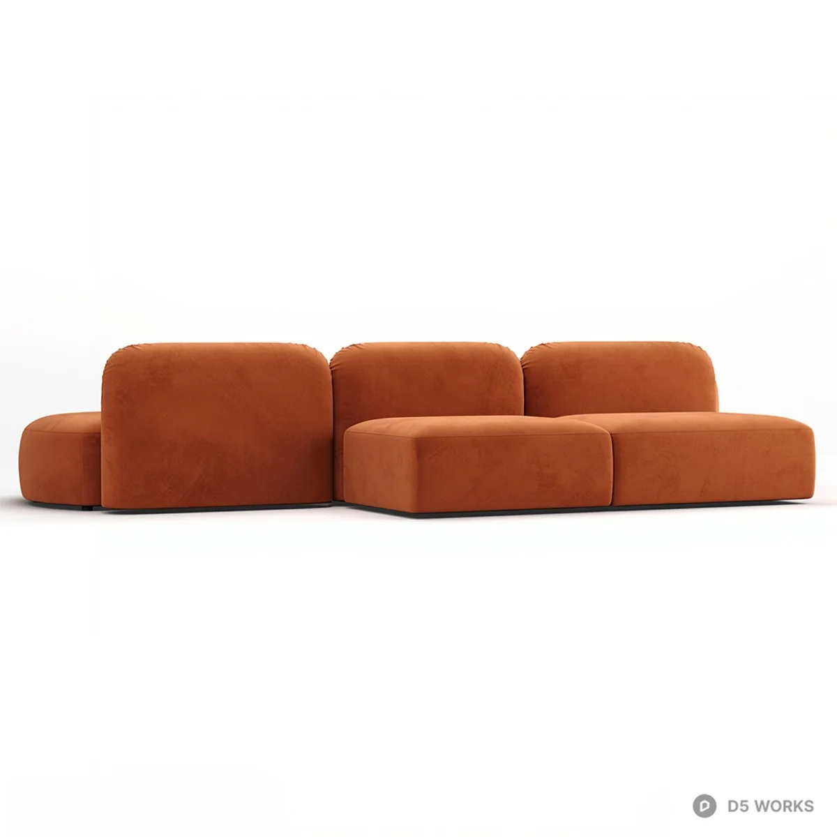 Modular Velvet Sectional Sofa 3d model thumbnail 3