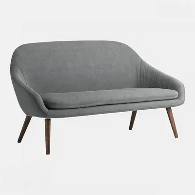 Mid Century Modern Grey Fabric Loveseat 3d model