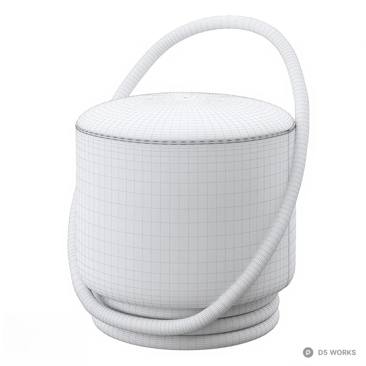 Minimalist Fabric Stool With Loop Handle 3d model thumbnail 2