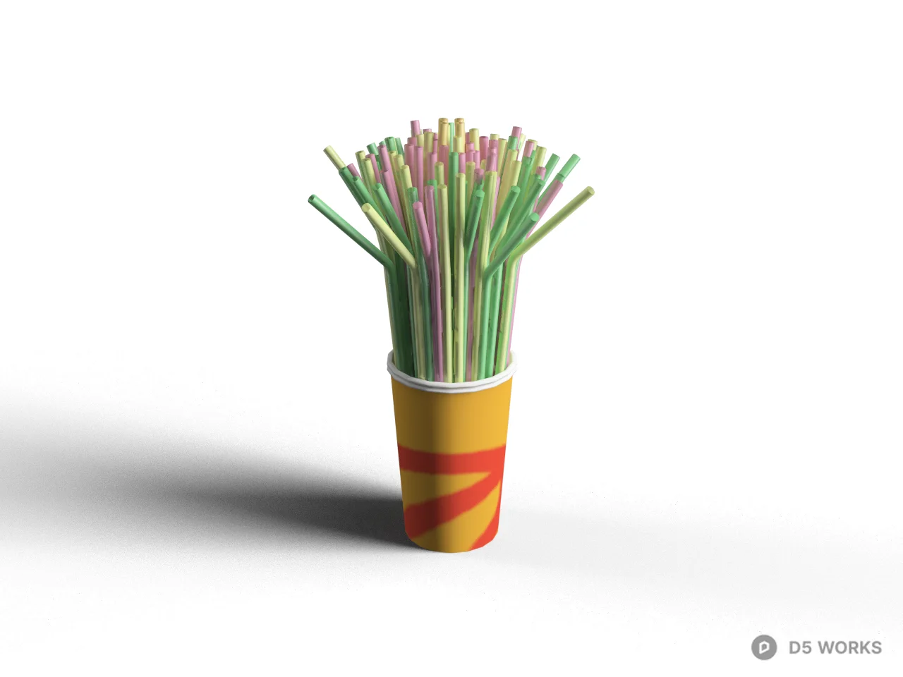 Colorful Straws In Cup 3d model - Image 1