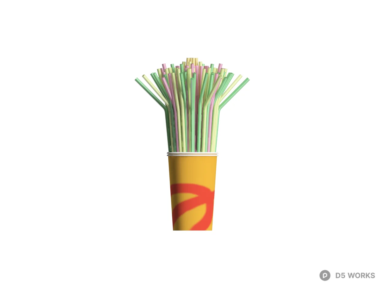 Colorful Straws In Cup 3d model thumbnail 2