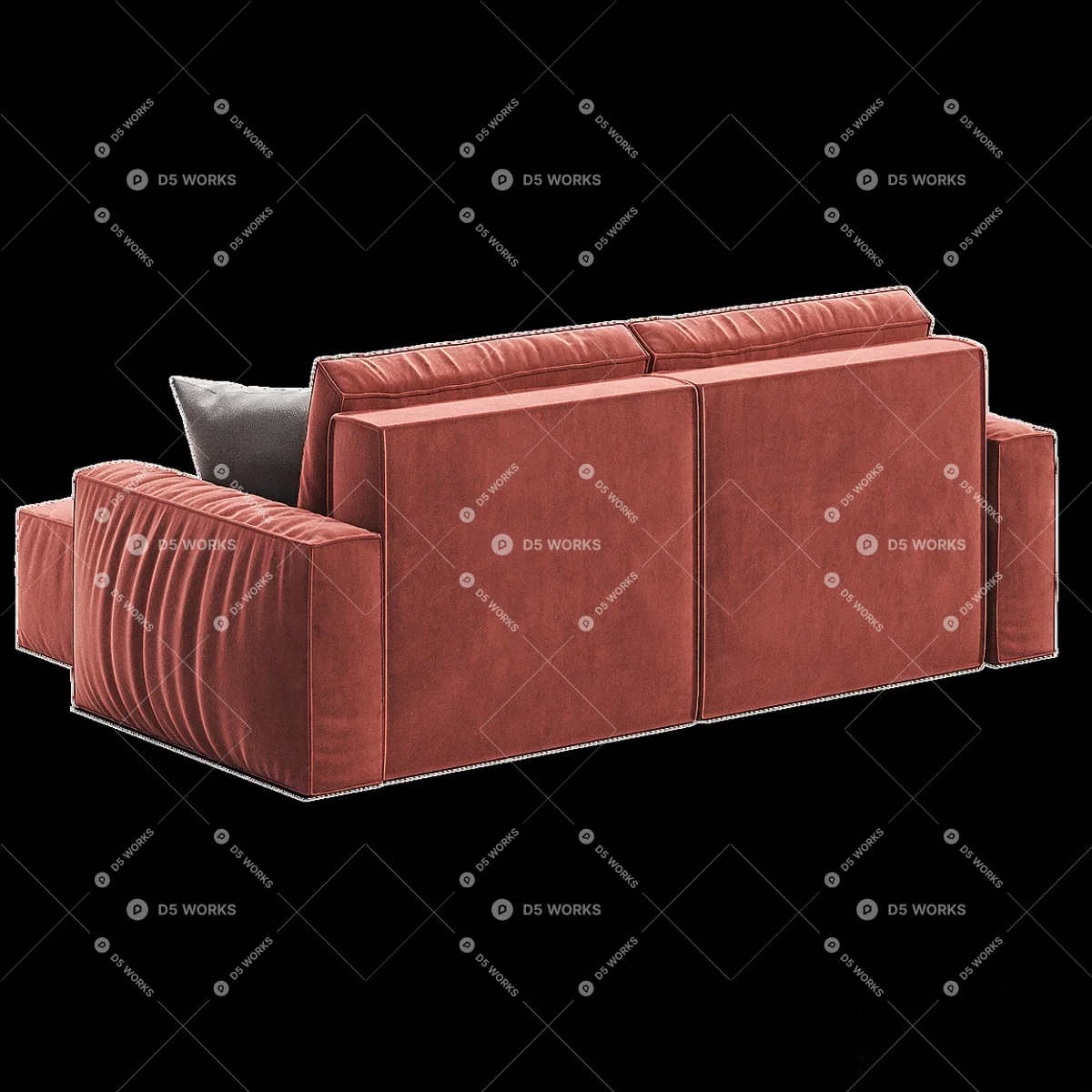 Velvet Sectional Sofa With Throw Blanket And Cushions 3d model thumbnail 4