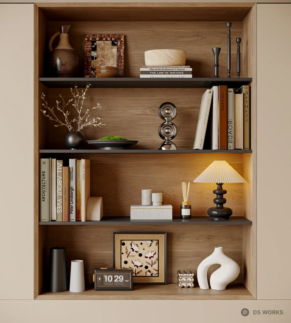 Mid Century Modern Decorative Shelf Arrangement 3d model - Image 1