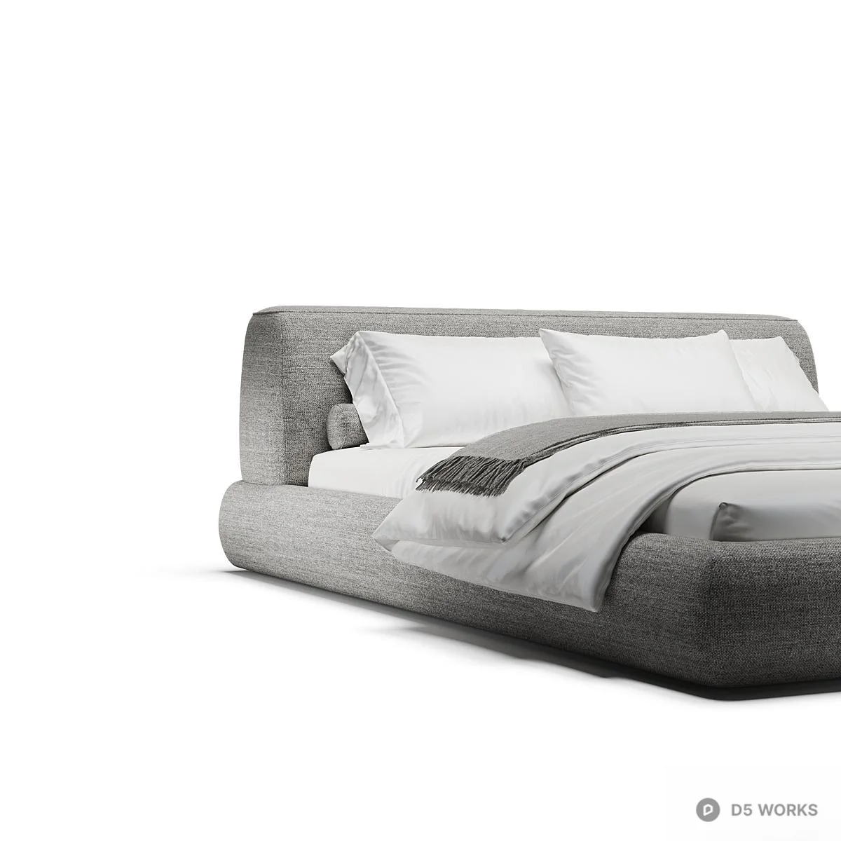 Minimalist Upholstered Double Bed 3d model thumbnail 3