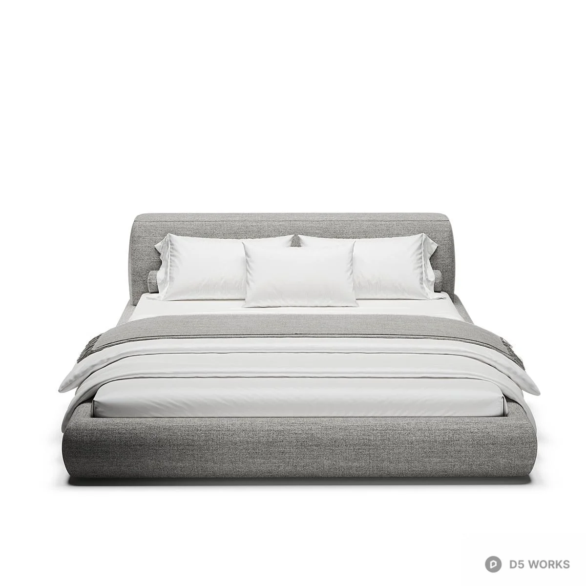 Minimalist Upholstered Double Bed 3d model thumbnail 5