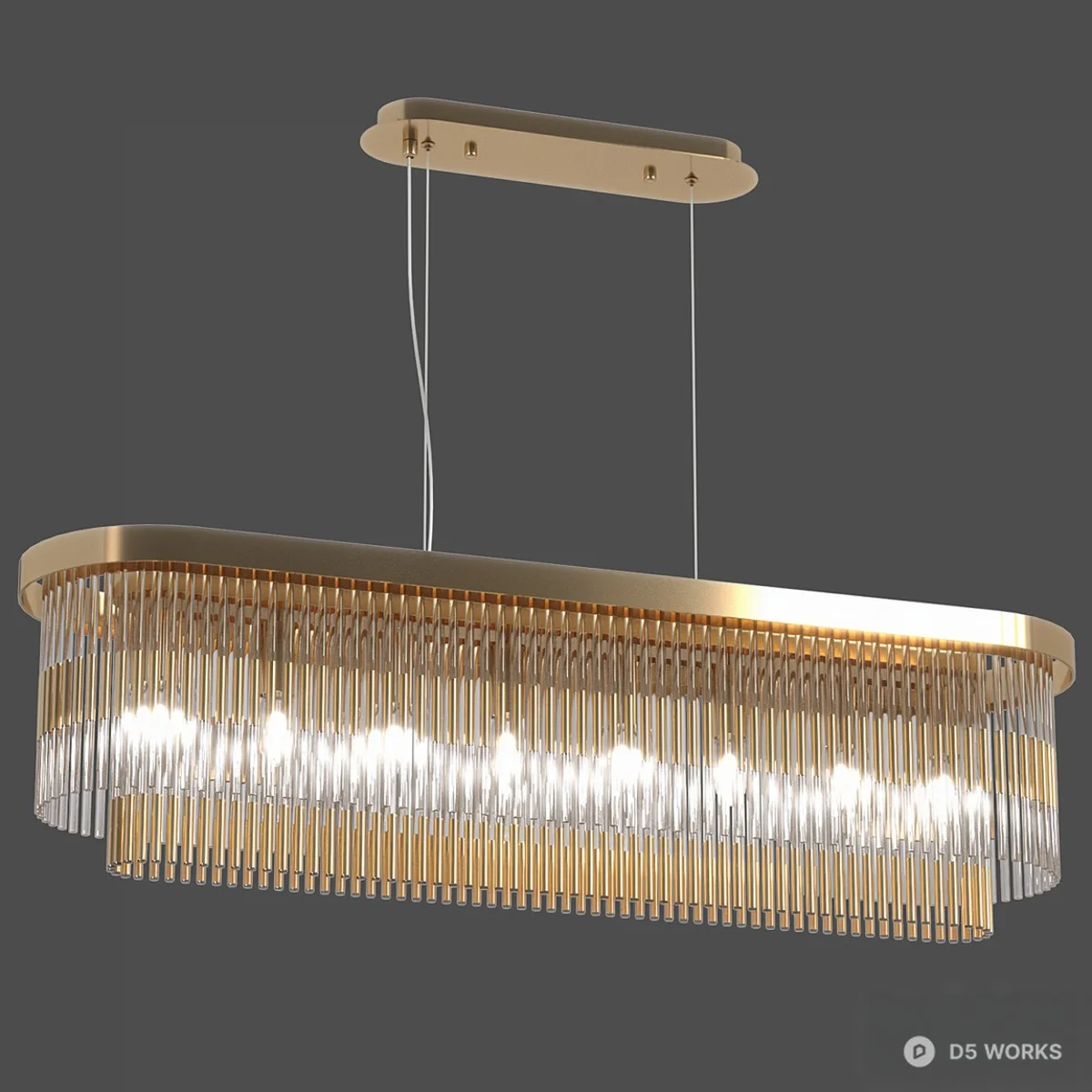 Brass Frame Acrylic Rod Pendant Light 3d model thumbnail 3
