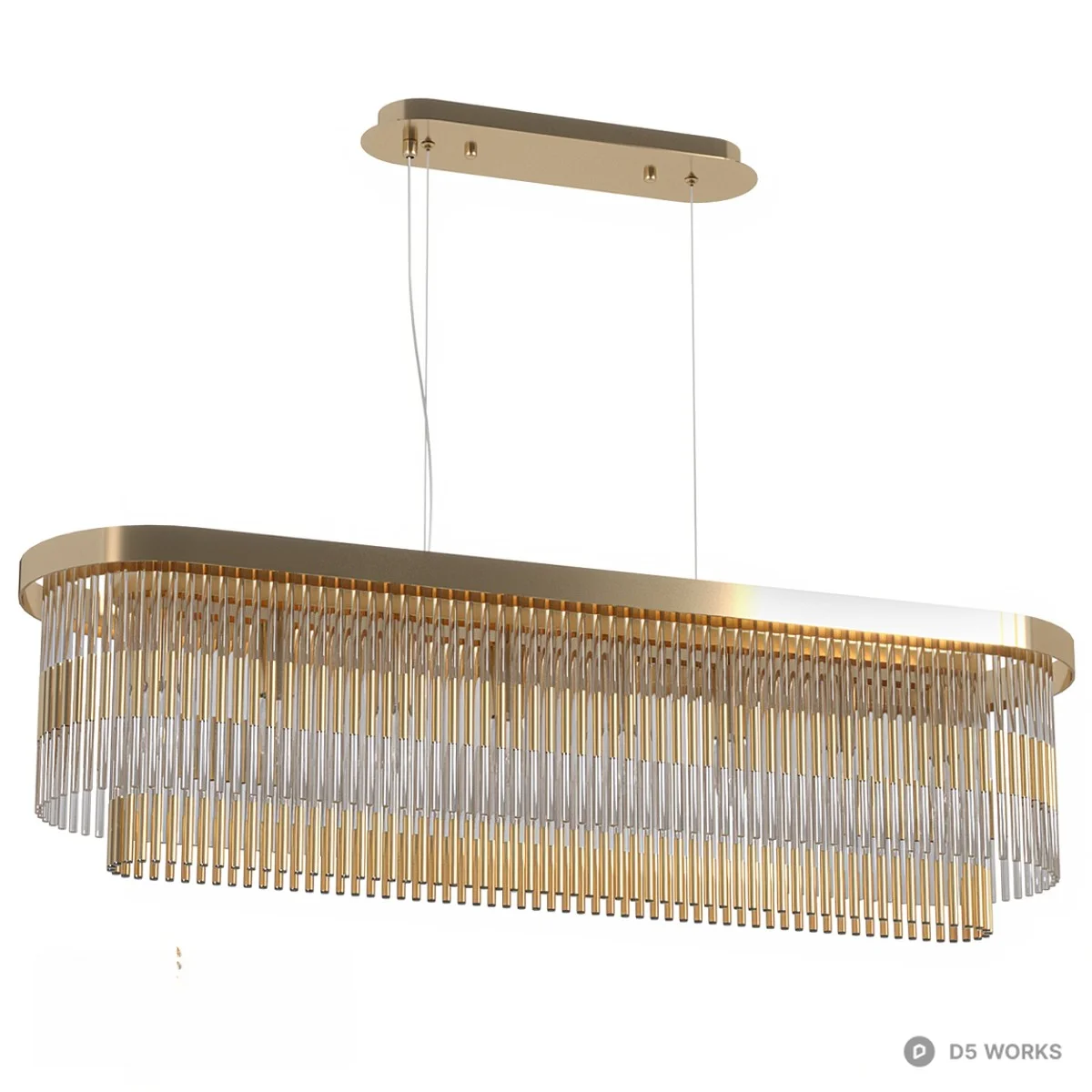 Brass Frame Acrylic Rod Pendant Light 3d model - Image 1