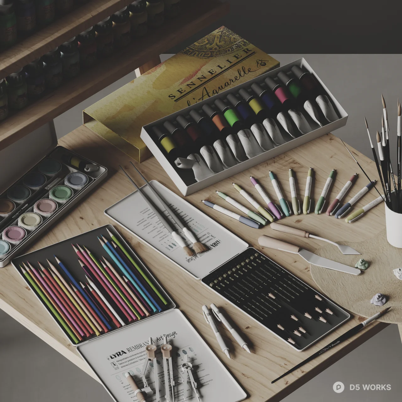 Art Supplies Set 3d model - Image 1