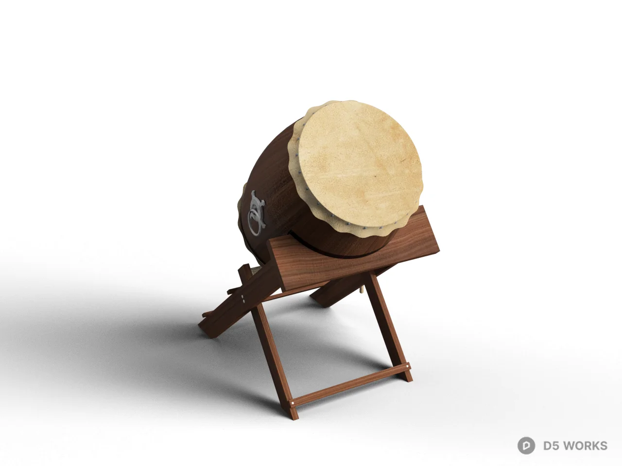 Wooden Drum On Stand 3d model - Image 1