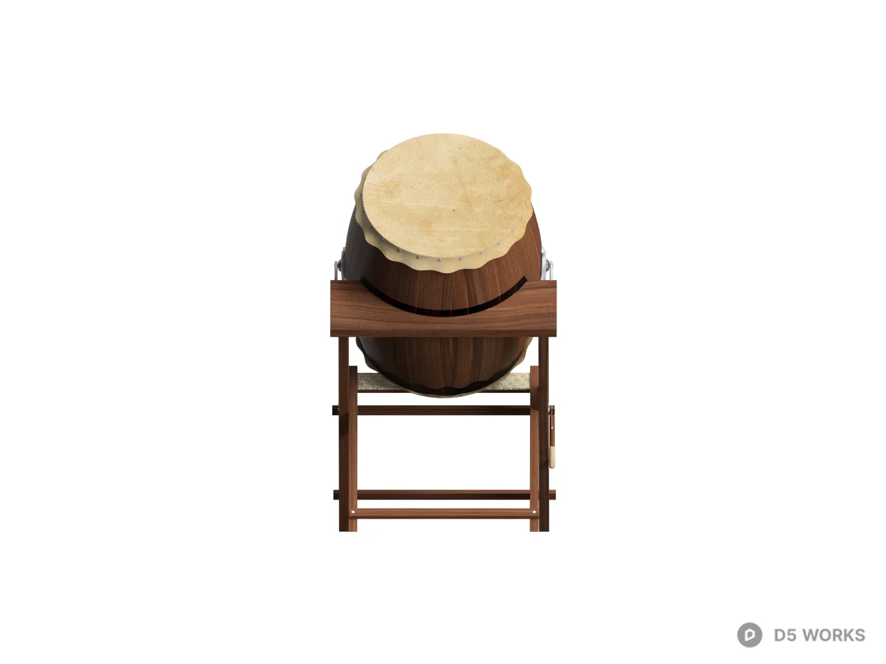 Wooden Drum On Stand 3d model thumbnail 2