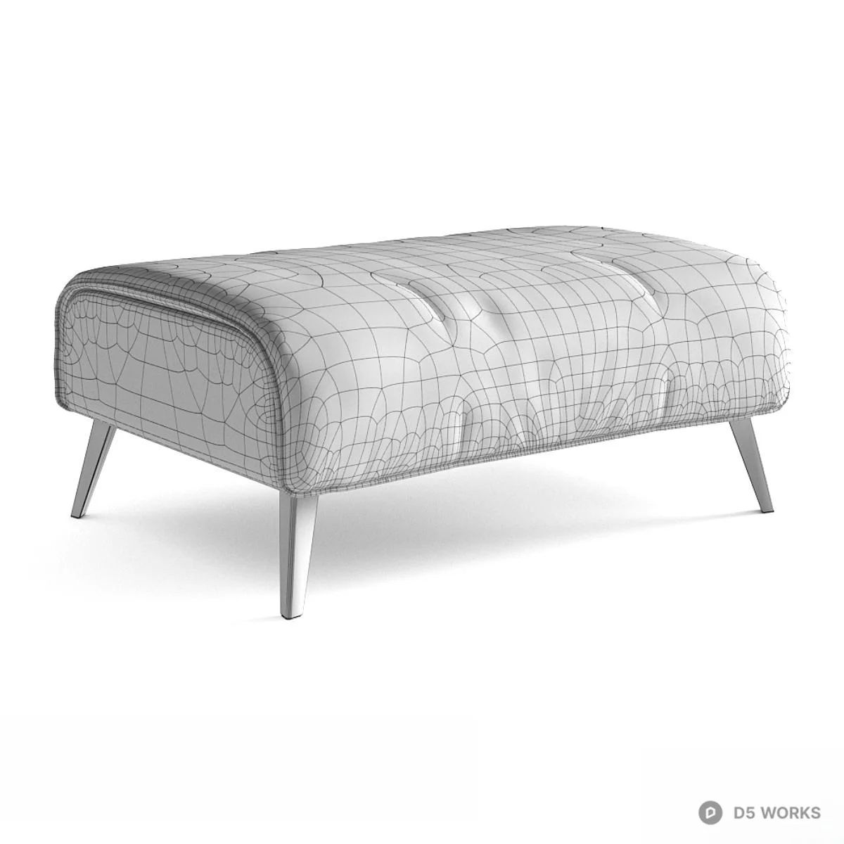 Velvet Upholstered Sofa Bench 3d model thumbnail 3