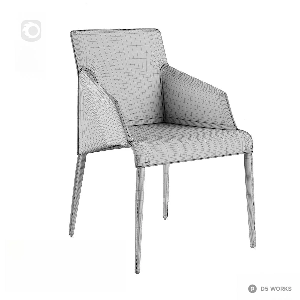 Modern Leather Dining Chair 3d model thumbnail 3