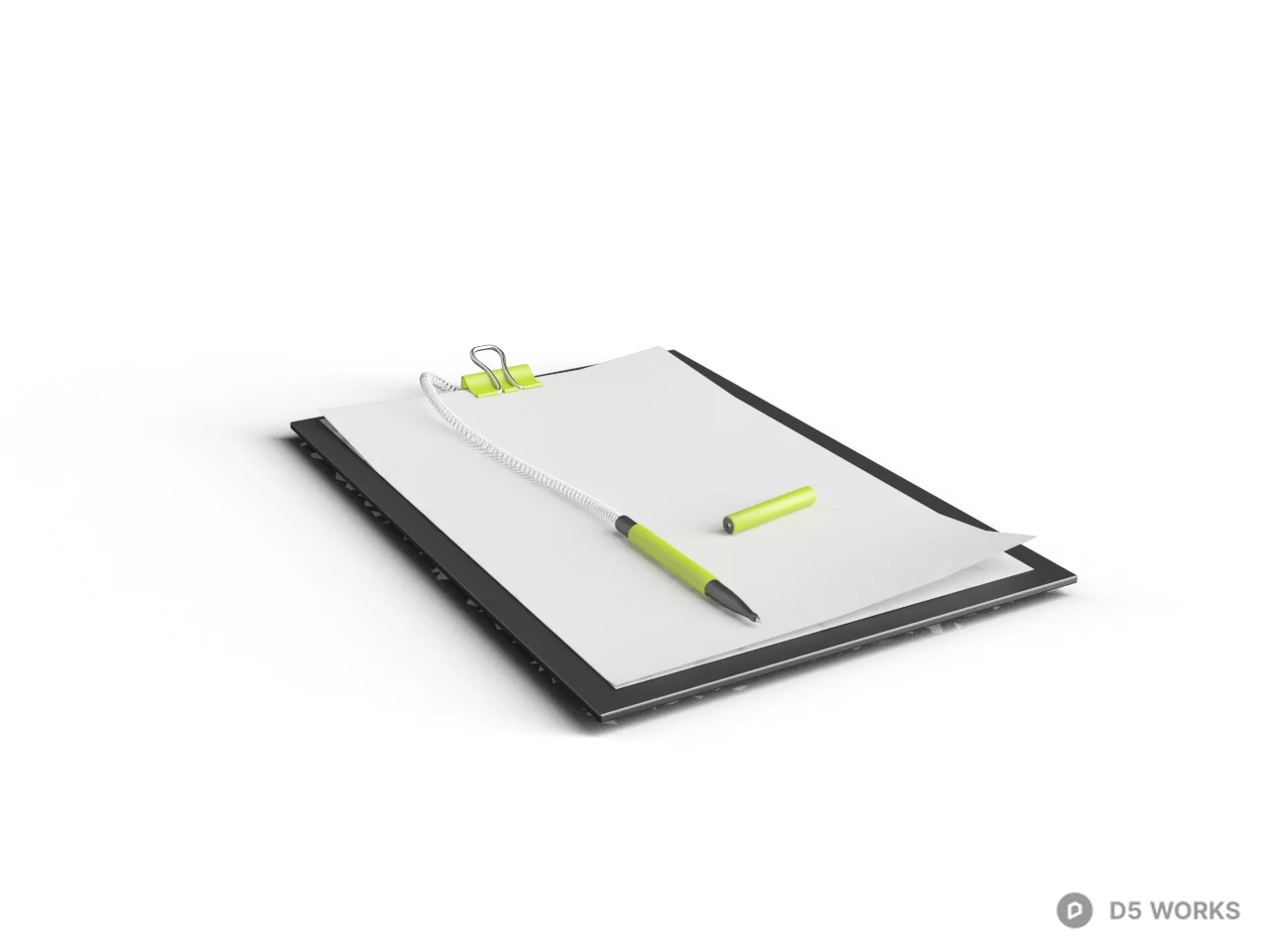 Minimalist Desk Notepad With Pen 3d model - Image 1