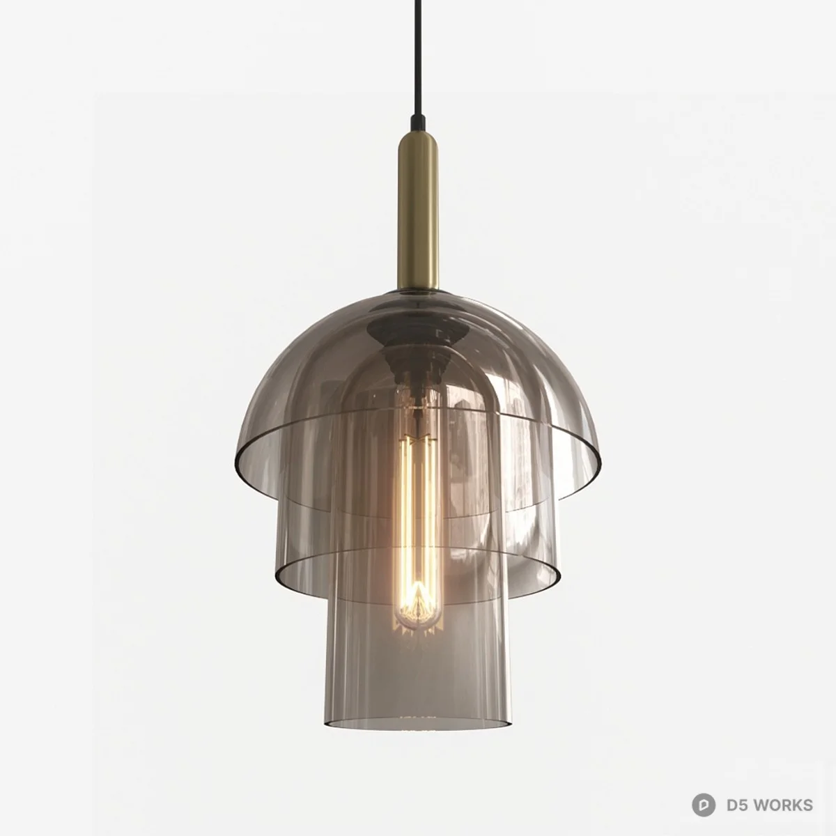 Layered Smoke Glass Pendant Lamp 3d model - Image 1