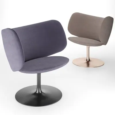 Velvet Swivel Armchair With Metal Base 3d model