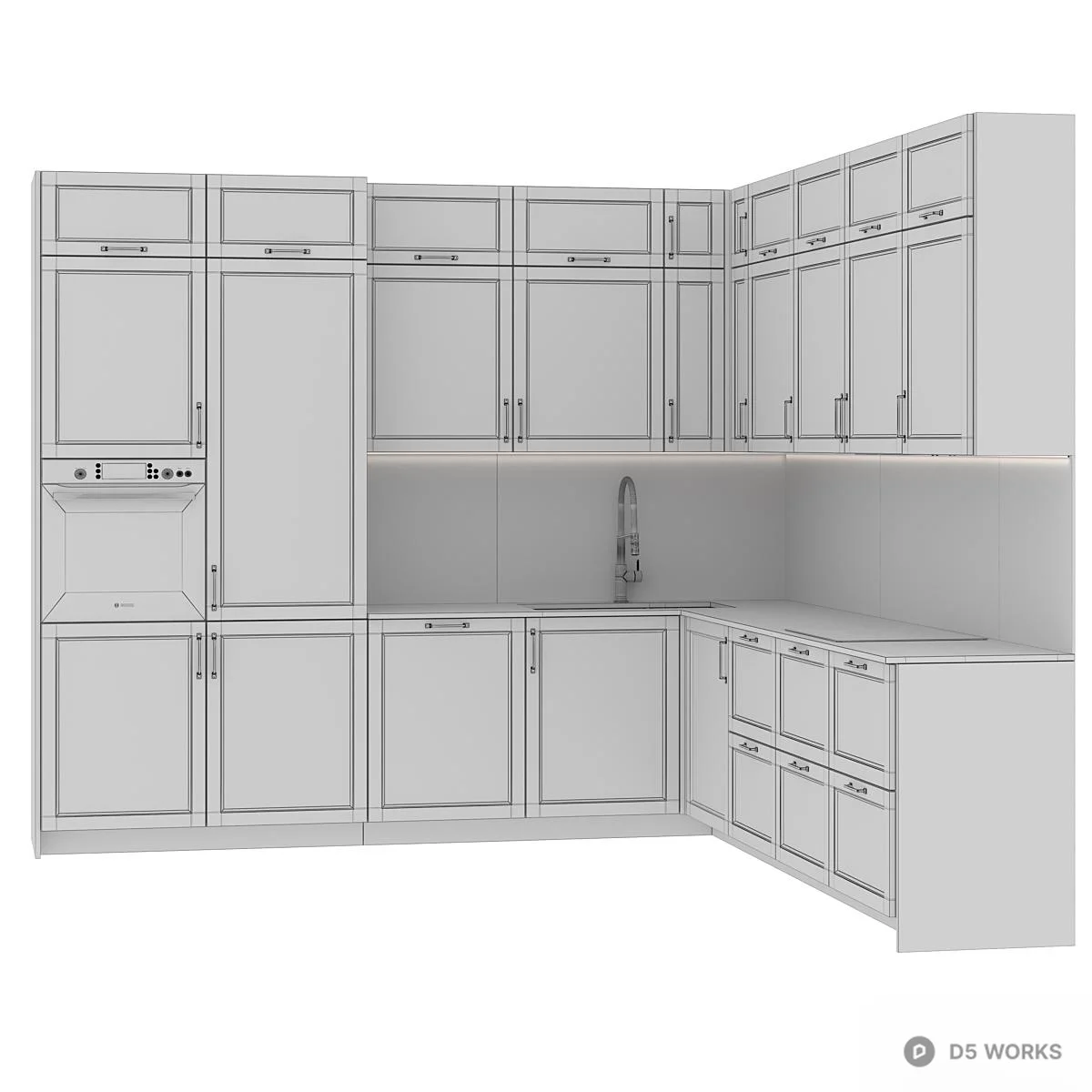 Minimalist White Cabinet Combination 3d model thumbnail 5