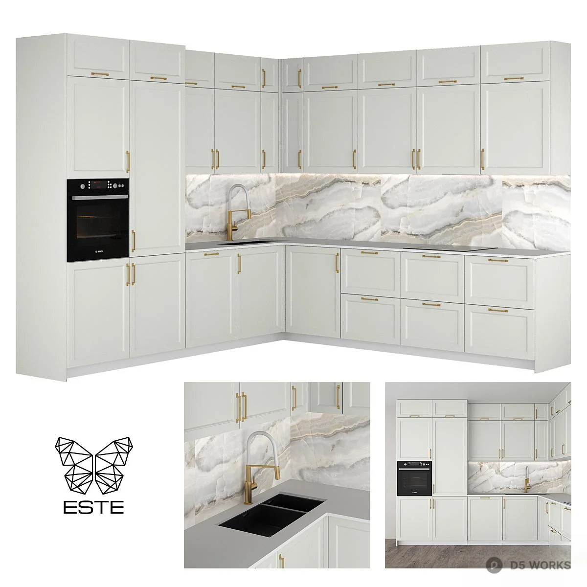 Minimalist White Cabinet Combination 3d model - Image 1