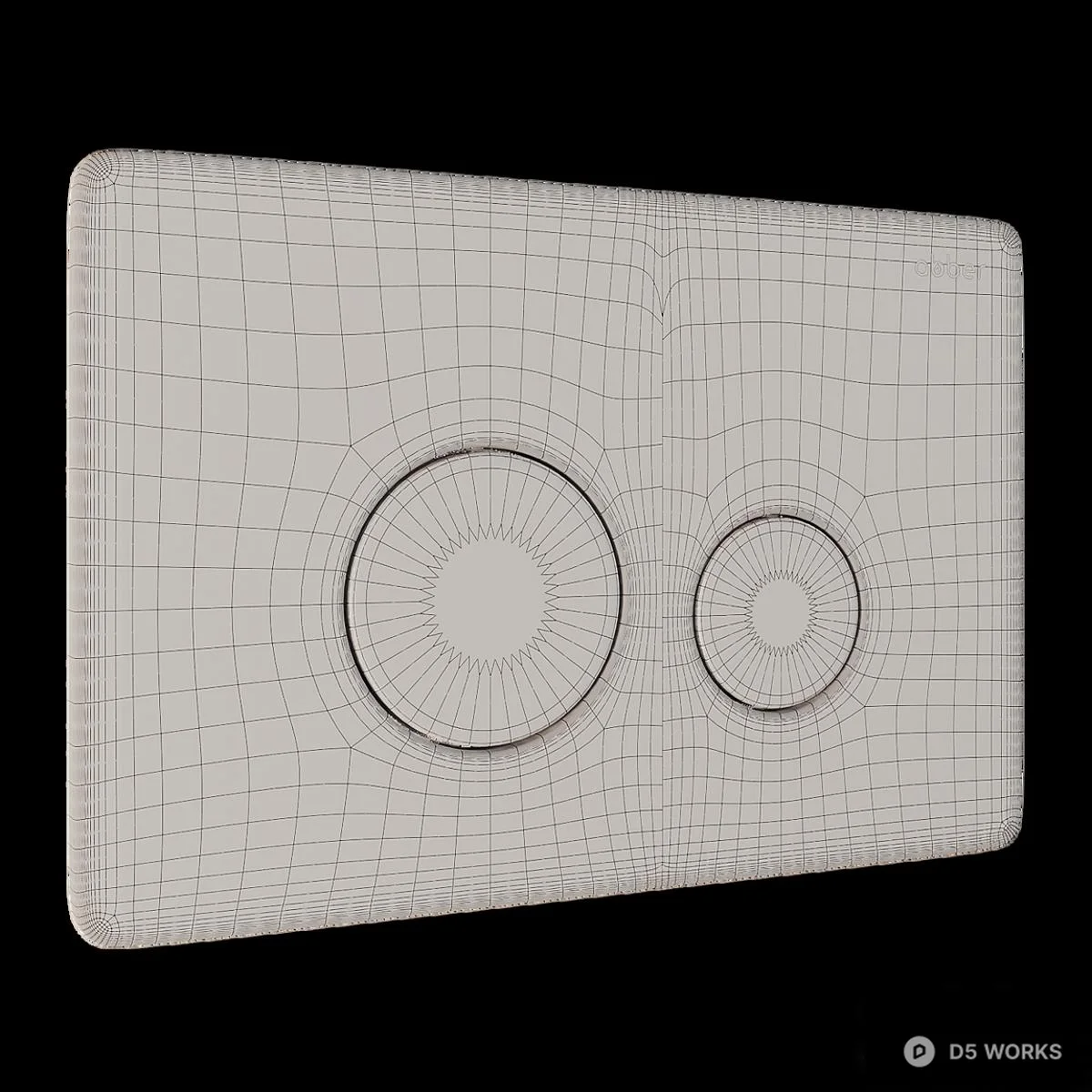 Brushed Gold Dual Button Shower Control Panel 3d model thumbnail 2